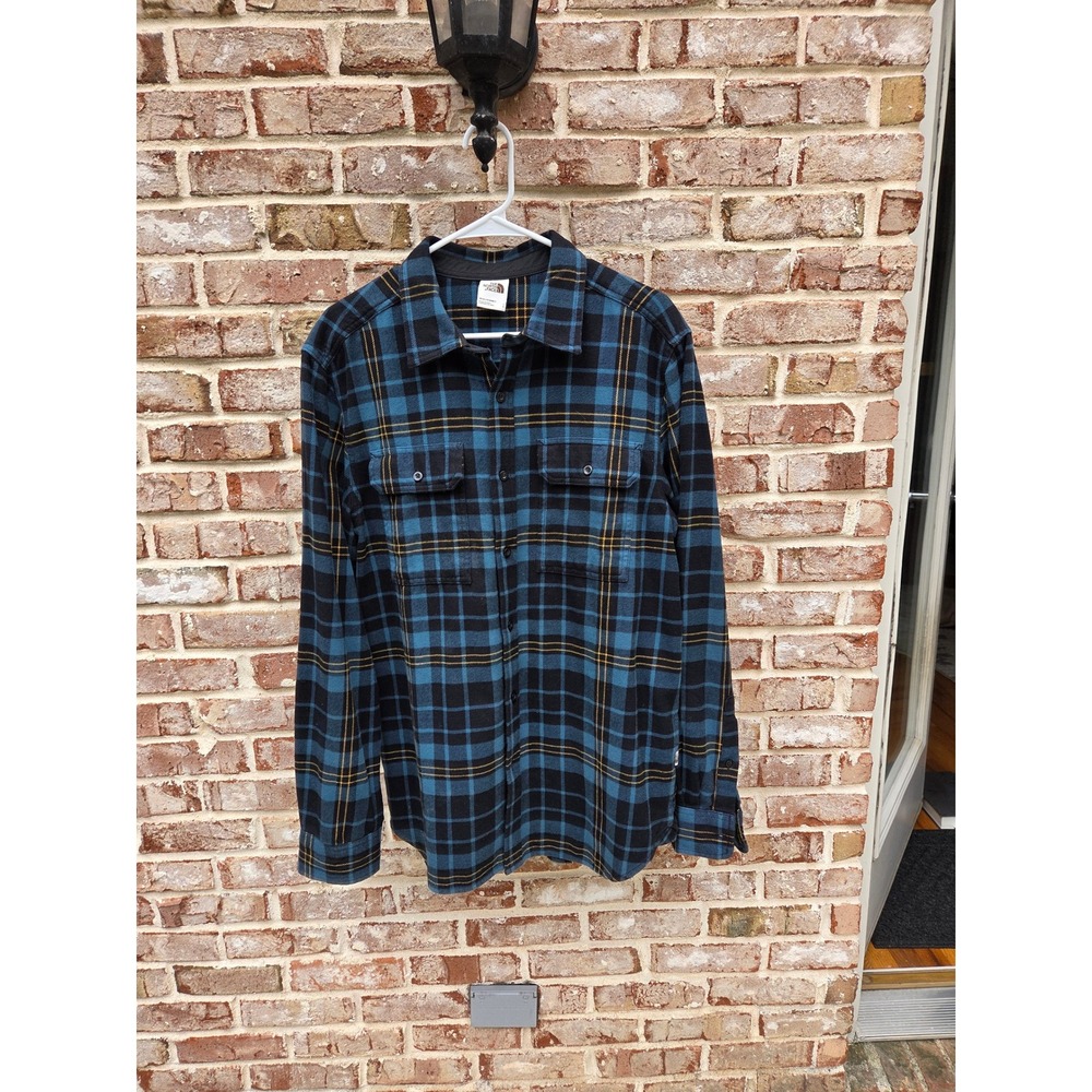 NWOT-The North Face Arroyo Flannel Shirt Mens L Blue Black Plaid LS  Pockets - Picture 3 of 6